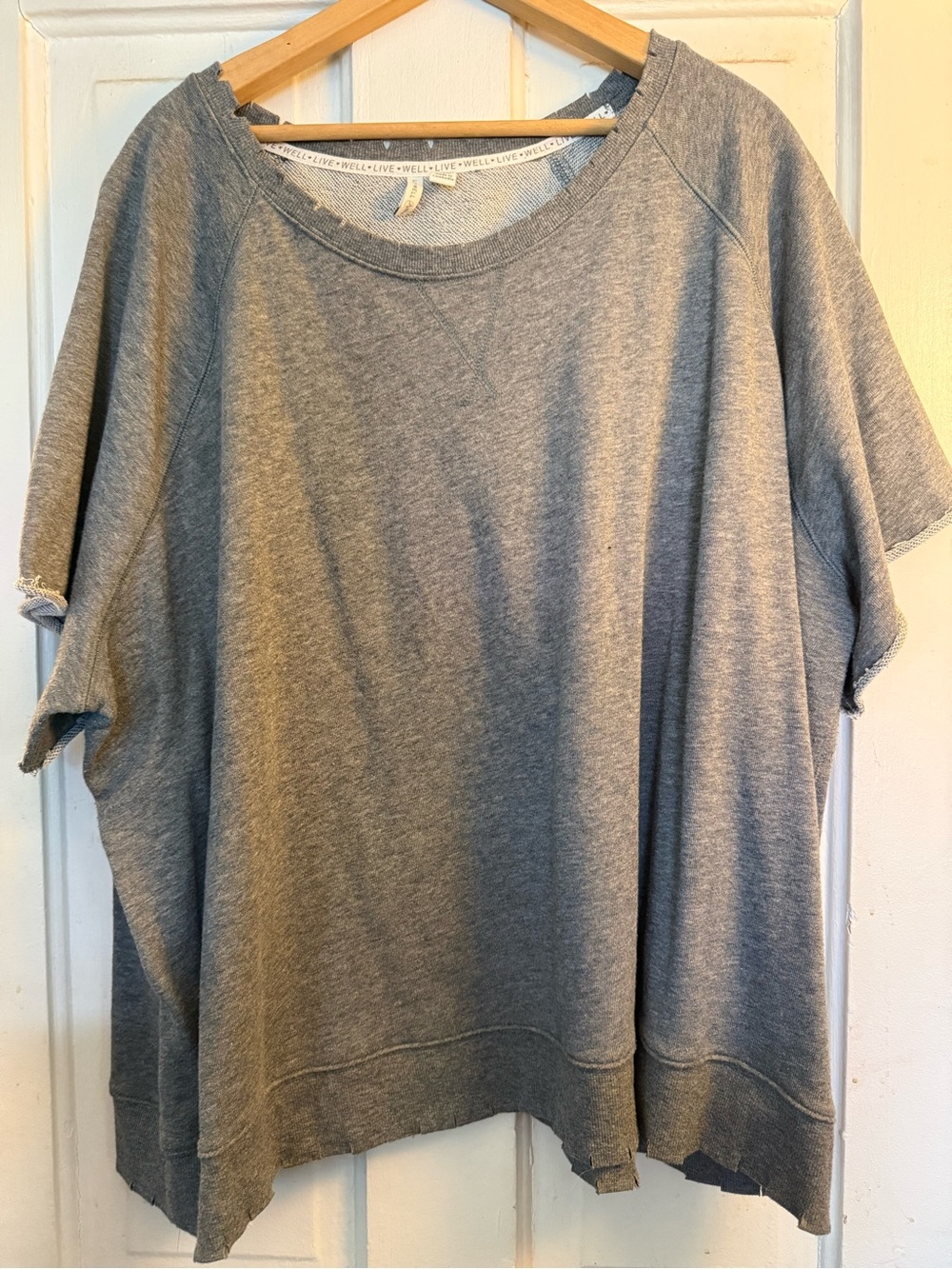 Relaxed Gray Short-Sleeve Sweatshirt Top